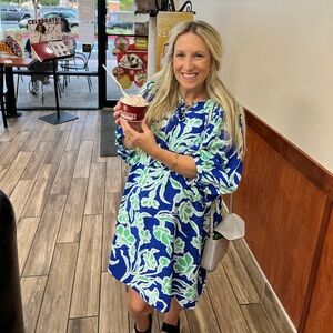 Blue and Green Floral Dress